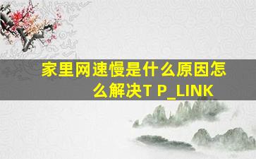 家里网速慢是什么原因怎么解决T P_LINK